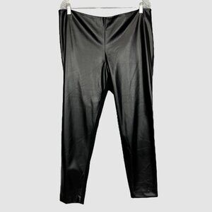 Doncaster Collection Womens Faux Leather Ponte Knit Skinny Black size 16